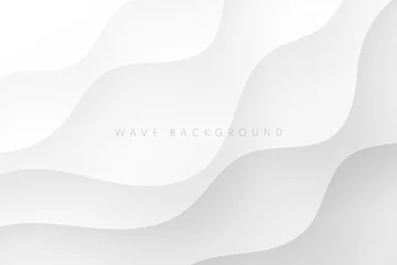 Fotobehang Abstract white and gray wavy shape layers on background. Modern and minimal curve pattern design. You can use it to cover brochure templates, posters, banner web, print ads, etc. Vector illustration © JE48