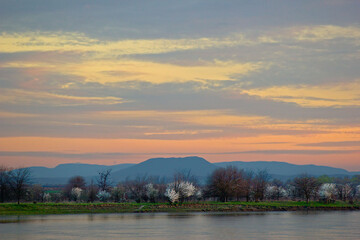 sunset over the river