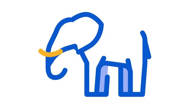 Elephant Icon Animation. color Elephant animated icon on white background