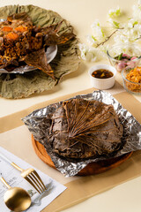 Lo mai gai or Lotus Rice is mostly a southern Chinese food. It contains glutinous rice filled with...