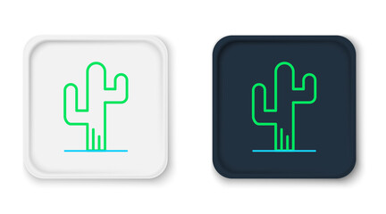 Fototapeta premium Line Cactus icon isolated on white background. Colorful outline concept. Vector
