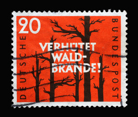 Stamp printed in Germany shows Prevent Forest Fires, circa 1958