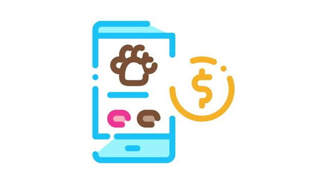 Cash Assistance for Animals Icon Animation. color Cash Assistance for Animals animated icon on white background