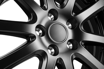 Car Wheel discs. Car wheel Rim black color matt isolated on white background.