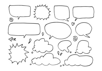 Fototapeta premium Set of hand drawn sketch Speach bubbles. Vector illustration