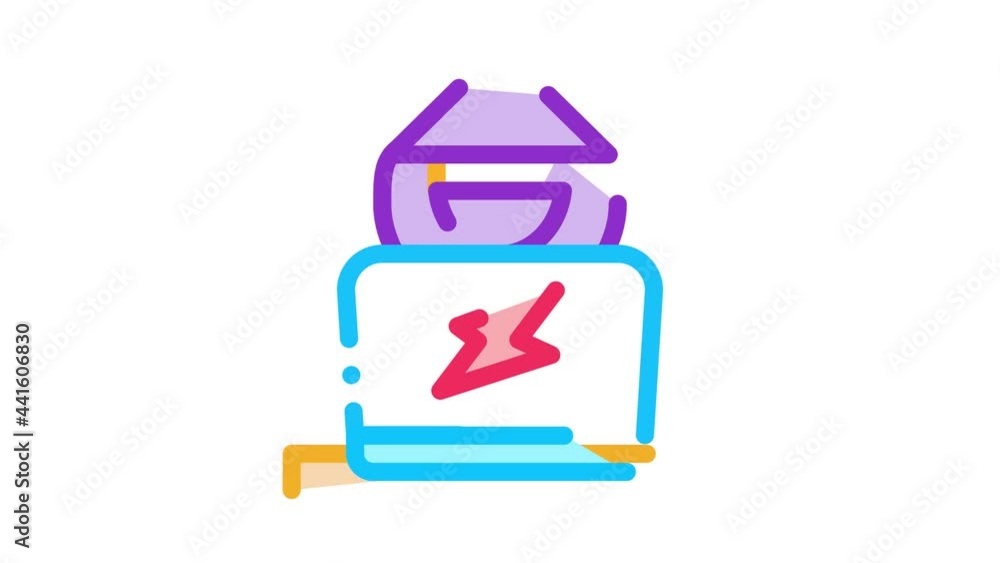 Poster hacker icon animation. color hacker animated icon on white background