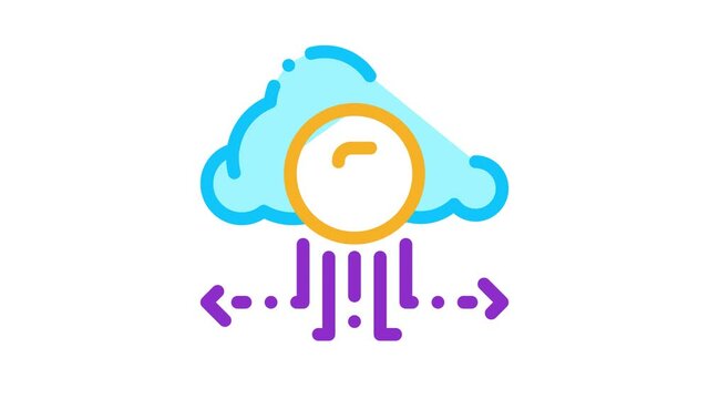 Charge Money Through Cloud Storage Icon Animation. color Charge Money Through Cloud Storage animated icon on white background