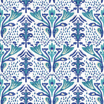Azure blue floral linen texture background. Seamless abstract textile  effect. Flower aqua melange dye pattern. Coastal cottage decor, modern  sailing fashion or soft furnishing repeat cotton print Stock Illustration |  Adobe Stock