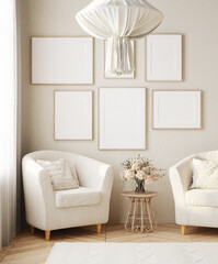 Home mock up,  interior background in Scandinavian style, 3D render