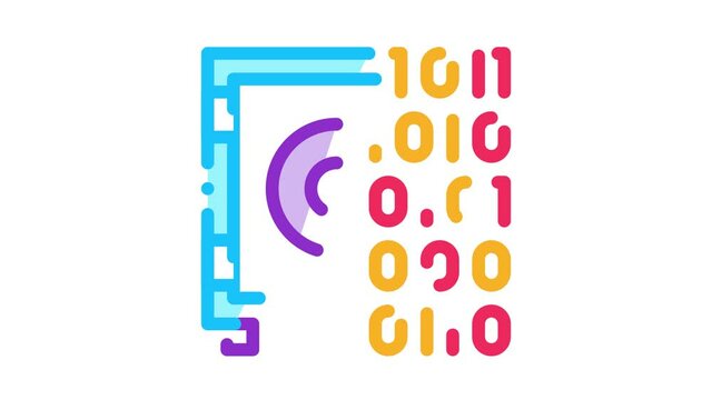 Computer Hacking with Binary Code Icon Animation. color Computer Hacking with Binary Code animated icon on white background