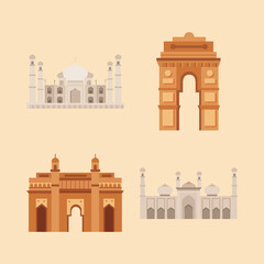 Fototapeta premium Indian temples icon set