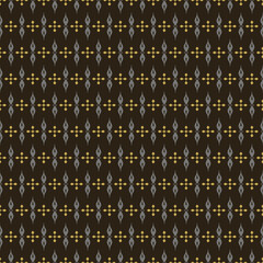 Elegant background pattern with geometric ornament on black background, wallpaper. Seamless pattern, texture. Vector image