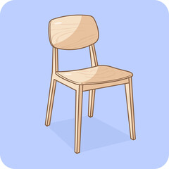 Brown wooden chair it has a backrest and 4 legs, vector design and isolated background.