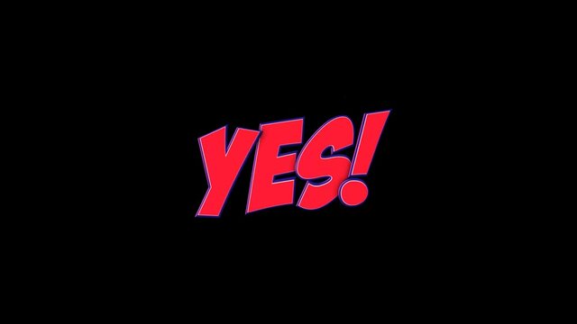 YES Comic Text Animation, with Alpha Matte, Loop, 4k
