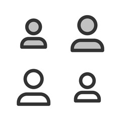Pixel-perfect linear  icon of user picture built on two base grids of 32 x 32 and 24 x 24 pixels. The initial base line weight is 2 pixels. In two-color and one-color versions. Editable strokes