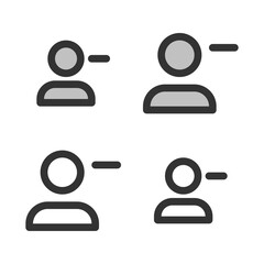 Pixel-perfect linear icon of removing user built on two base grids of 32 x 32 and 24 x 24 pixels. The initial base line weight is 2 pixels. In two-color and one-color versions. Editable strokes