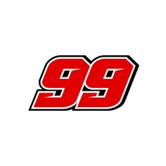 Racing star number 99 isolated on white background