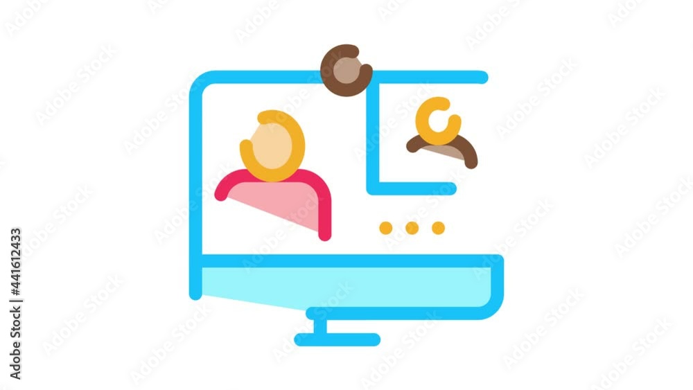 Poster student personal computer icon animation. color student personal computer animated icon on white bac