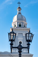 Fototapeta na wymiar Catholic Cathedral of Santiago de Cuba city, Cuba. Exterior architectural details