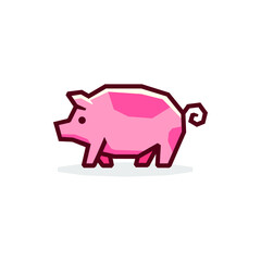 Colorful playful fun drawing of pig piglet for Logo mascot and icon or sign template vector stock illustration