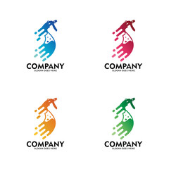 Fast cleaning service logo. Water spray bottle logo as a cleaning symbol
