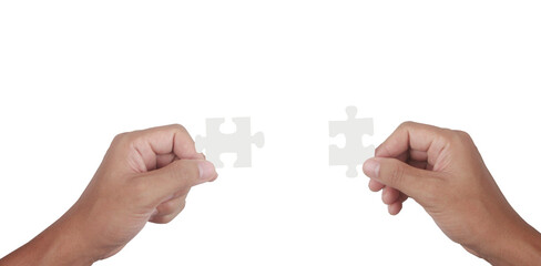 Holds in hand  jigsaw puzzle. Business solutions success