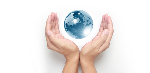 Glass globe in hand,Energy saving concept, by NASA