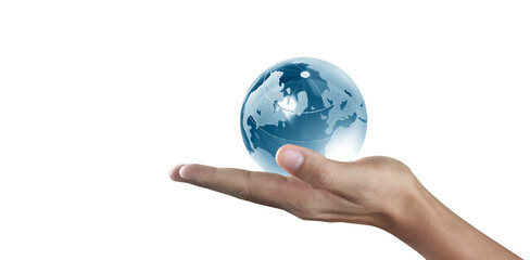 Glass globe in hand,Energy saving concept, by NASA
