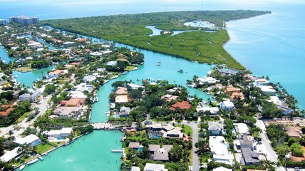 Title: Aerial view of south end of Key Biscayne and No Name Harbor, Florida