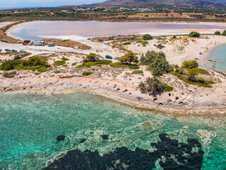 Iconic aerial view over the oldest submerged lost city of Pavlopetri in Laconia, Greece. About 5,000 years old Pavlipetri is the oldest city in the Mediterranean sea