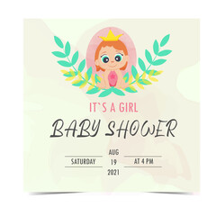 Baby shower invitations. Newborn baby girl invitation and shower card. It's a girl. Baby shower invitations in pink.