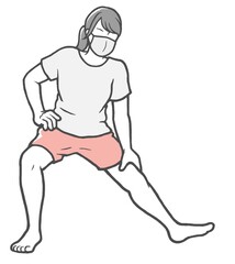 マスク　伸脚　女性　ストレッチ