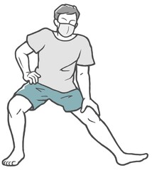 マスク　 伸脚　男性　ストレッチ