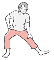 マスク　伸脚　老人　おばあさん　ストレッチ