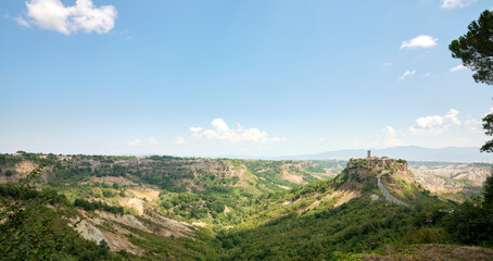 Civita di Bagnoregio, city of culture, located in the valley of the badlands. City of Etruscan...
