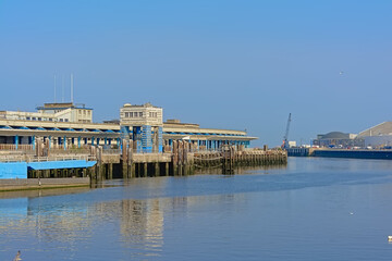  Harbor building on the coast of Boulogne sur mer, Oise France 