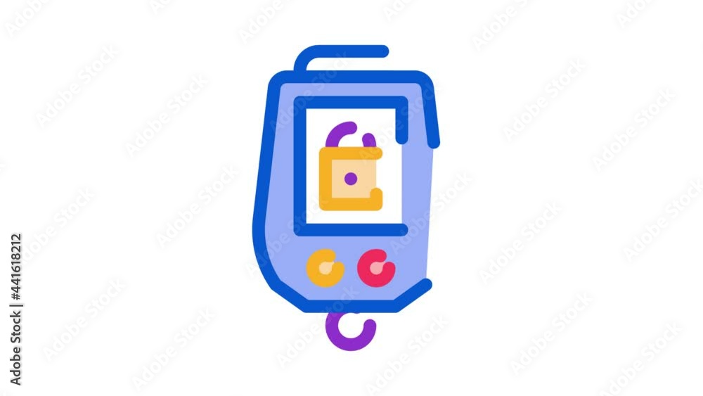 Poster secure alarm padlock icon animation. color secure alarm padlock animated icon on white background