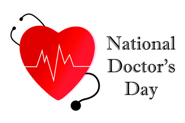National doctor's day vector art. greeting card design with a stethoscope for Doctor's day.