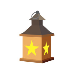 Christmas and New Year's lantern on a white background. Vector illustration.