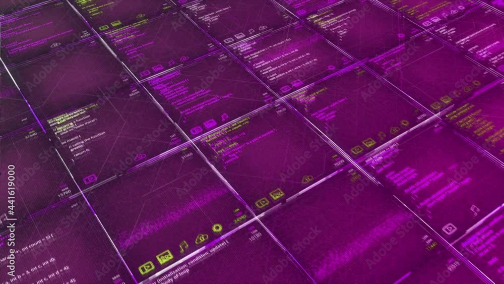 Poster abstract pink futuristic backdrop of information technology digital data processing endlessly. anima