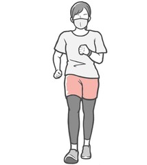 マスク　散歩　ジョギング　女性　若い女性