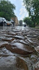 river in the city, street