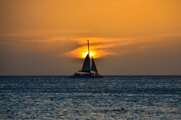 sailboat at sunset