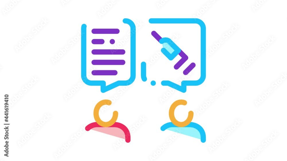 Sticker Doctor Injections Consultation Icon Animation. color Doctor Injections Consultation animated icon on white background