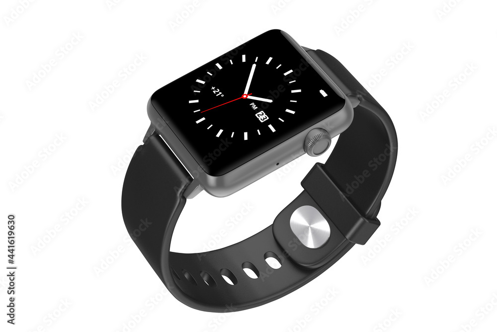 Aufkleber Black Modern Smart Watch Mockup with Strap. 3d Rendering