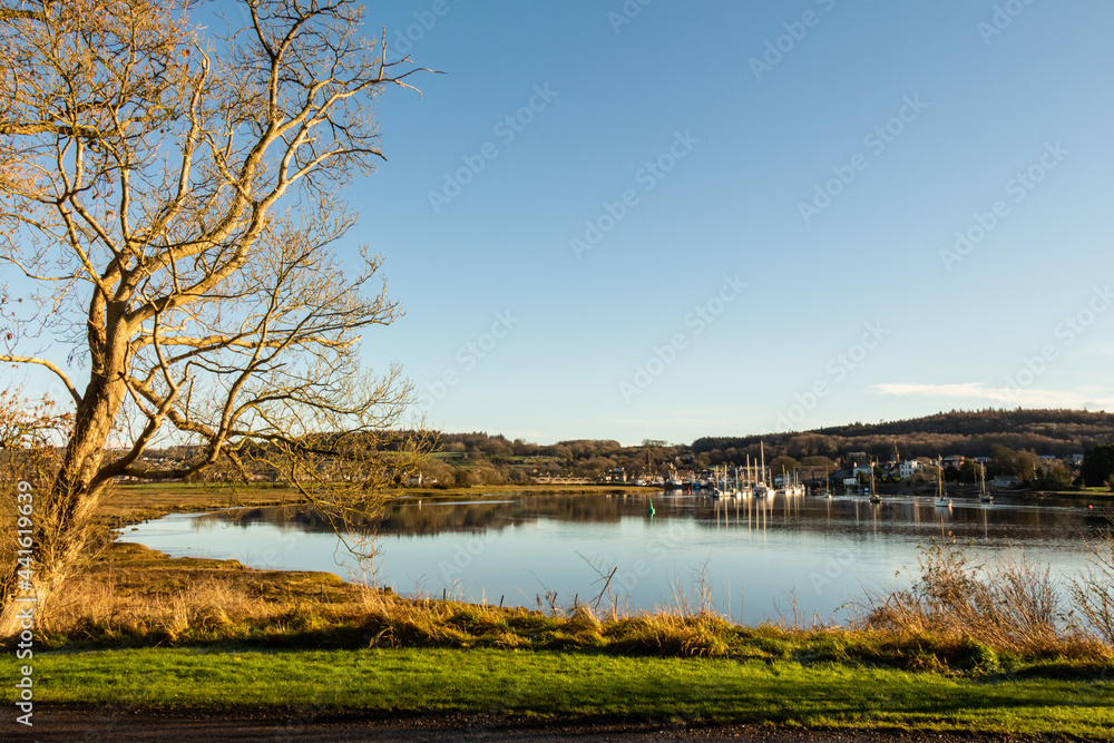 Wall mural The River Dee estuary with the fishing town of Kirkcudbright in the background