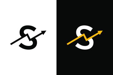 Letter S with chart arrow up concept. Very suitable in various business purposes, also for icon, symbol, logo name and many more.
