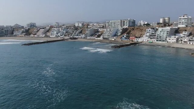 Panoramic view of San Bartolo beach in Lima - Peru (aerial photography)