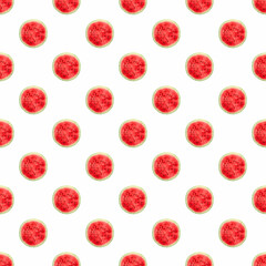 seamless pattern with whole watermelon cut in half on a white background