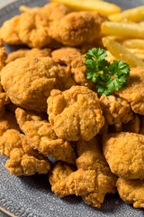 Homemade Fried Chicken Nuggets and Fries